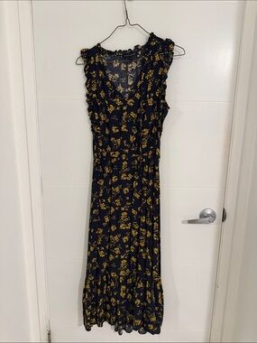 Banana Republic Navy Maxi Dress with Yellow Floral